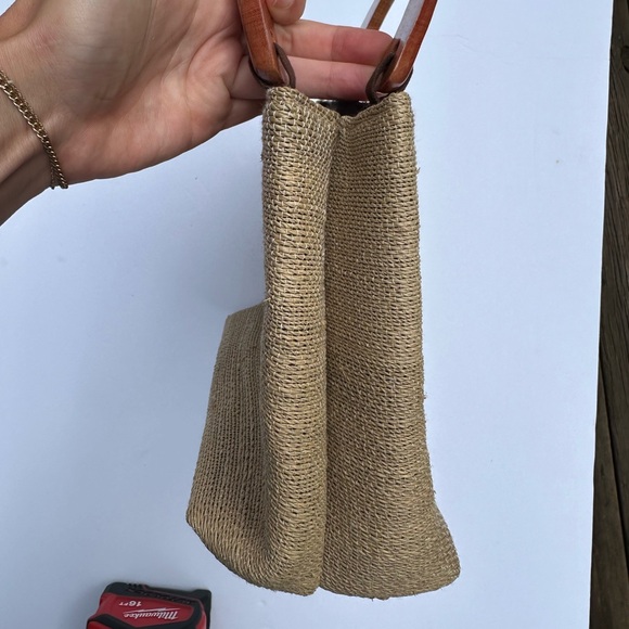 Vintage - Beaded Shell Woven Jute Purse / Handbag Wood Natural Fiber Puka Bamboo - Picture 6 of 13